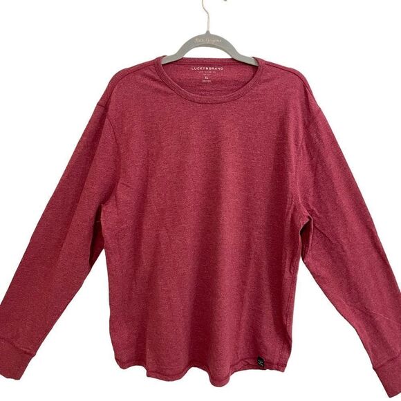 LUCKY BRAND MENS ROUNDNECK LONGSLEEVE TEE IN MAROON cotton blend SIZE XL - Picture 1 of 7